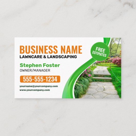 グリーン&オレンジローン造園モーニングサービス 名刺 (正面)