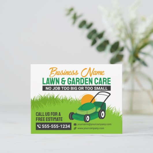 グリーン&オレンジローン&ガーデン気にモーアーマルチング ポストカード (スタンド正面)