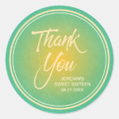 グリーン&オレンジ柑橘系グラディエント甘い16ありがとう ラウンドシール (正面)