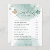 グリーン&オレンジ水彩赤ちゃんシャワーゲーム (正面/裏面)