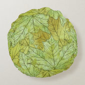 グリーン&オレンジ紅葉 ラウンドクッション (裏面)