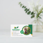 グリーン&オレンジ芝気に園芸草刈りサービス 名刺 (スタンド正面)