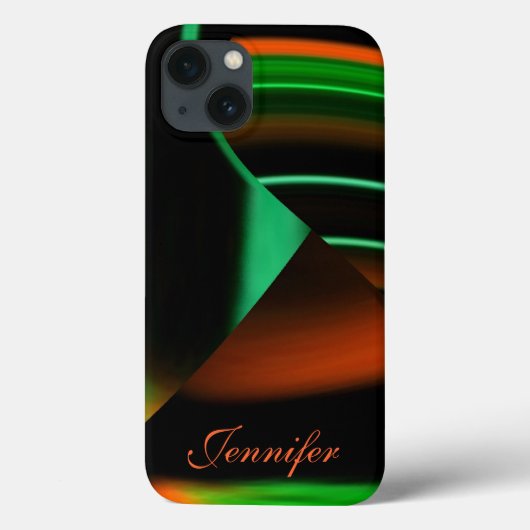 グリーン＋オレンジ ストライプ＋シェイプ iPadケース * Case-Mate iPhoneケース (裏面)
