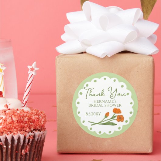 グリーン オレンジ ファンシー サンクス ブライズシャワー ラウンドシール (パーティー)
