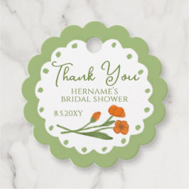 グリーン オレンジ フラワーデザイン ガーデン ファンタジー 手描き フェイバータグ