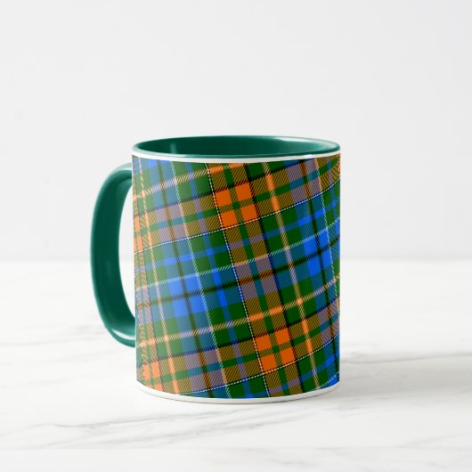 グリーン オレンジ ブルー Plaid タルタン柄 マグカップ (正面左)