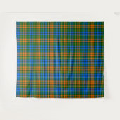 グリーン オレンジ ブルー Plaid タータン デザイン  タペストリー (正面(横))