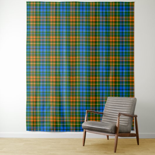 グリーン オレンジ ブルー Plaid タータン デザイン  タペストリー (インサイチュ)