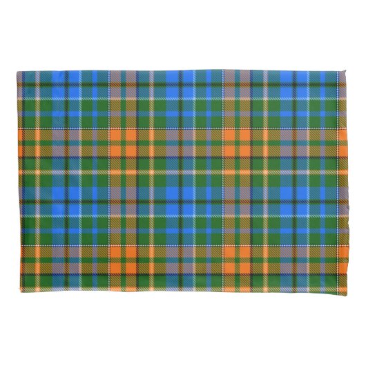 グリーン オレンジ ブルー Plaid タータン デザイン 枕カバー (正面)