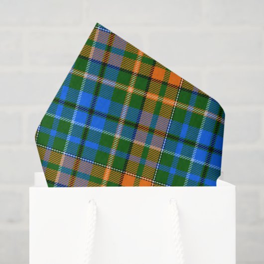 グリーン オレンジ ブルー Plaid タータン デザイン  薄葉紙 (ギフトバッグ)