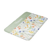 グリーン オレンジ 水彩 ワイルドフラワー バスマット (アングル)