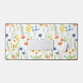 グリーン オレンジ 水彩 花柄 デスクマット (キーボード&マウス)