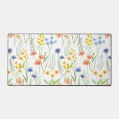 グリーン オレンジ 水彩 花柄 デスクマット (正面)