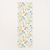 グリーン オレンジ 水彩 花  ヨガマット (正面)