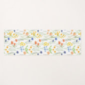 グリーン オレンジ 水彩 花  ヨガマット (正面(横))