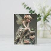 グリーン・カエルのかわいい磁器の妖精 ポストカード (スタンド正面)