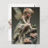 グリーン・カエルのかわいい磁器の妖精 ポストカード (正面/裏面)