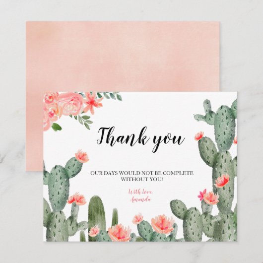 グリーン カクタス 感謝カード (正面/裏面)