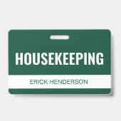 グリーン カスタム ホテル ハウスキーピング社員ID バッジ (正面)