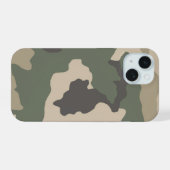 グリーン カモフラージュ柄 iPhone 15ケース (裏面横)