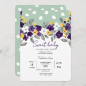 グリーン | カラフルな花のベイビーシャワー招待状 招待状 (正面/裏面)