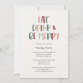 グリーン カラフル クリスマス 食べて飲んで楽しんで 招待状 (正面)