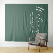 グリーン カリグラフィー バックドロップ | フォトブース プロップ タペストリー (インサイチュ(横))