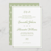 グリーン・ガーデン・ウェディング・セレモニー・ミニマリスト・スクリプト 招待状 (正面/裏面)