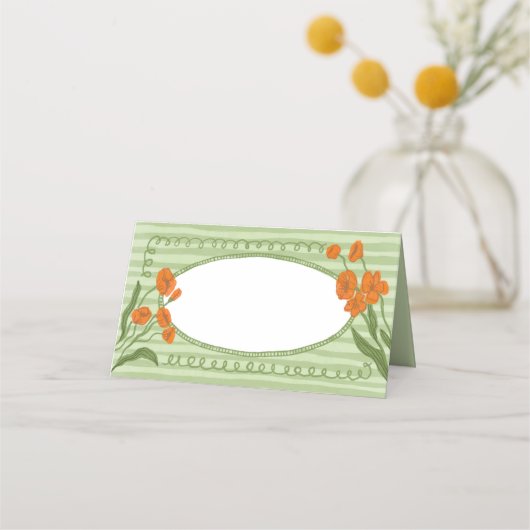 グリーン ガーデン チャーミング ホイシカル ハンドドロー オレンジ プレイスカード (正面)