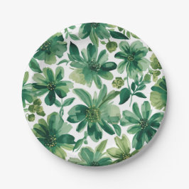 グリーン ガーデン フローラル ボタニカル 水彩画 ペーパープレート