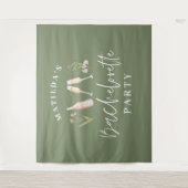 グリーン ガーリー モダン ドリンク ブライズメイド パーティー タペストリー (正面)