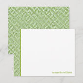 グリーン ギリシャ キー パターン 感謝カード 招待状 (正面/裏面)