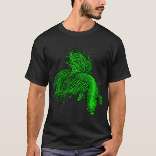 グリーン クラウンテール ベタ Tシャツ (正面)