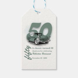 グリーン クラシックカー 50歳の誕生日 ギフトタグ