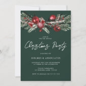 グリーン クラシック クリスマス コーポレート クリスマス パーティー 招待状 (正面)