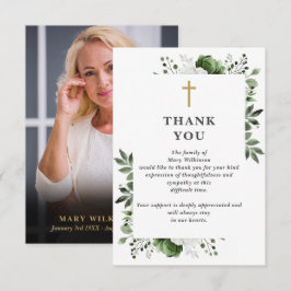 グリーン・クリスチャン・セレブレーション・オブ・ライフ葬儀写真 サンキューカード