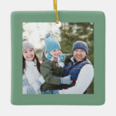グリーン クリスマスツリーフォト ホリデー オーダーメイド セラミックオーナメント (正面)