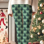 グリーン クリスマスツリー スター柄 ホリデー レギンス