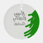 グリーン クリスマスツリー ハッピーバースデー 12月 冬 ガラスオーナメント (裏面)