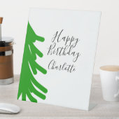 グリーン クリスマスツリー ハッピーバースデー 12月 冬 台座サイン (インサイチュ)