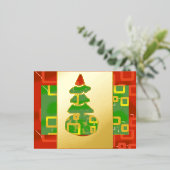 グリーン クリスマスツリー ホイルカード 箔シーズンポストカード (立ち正面)