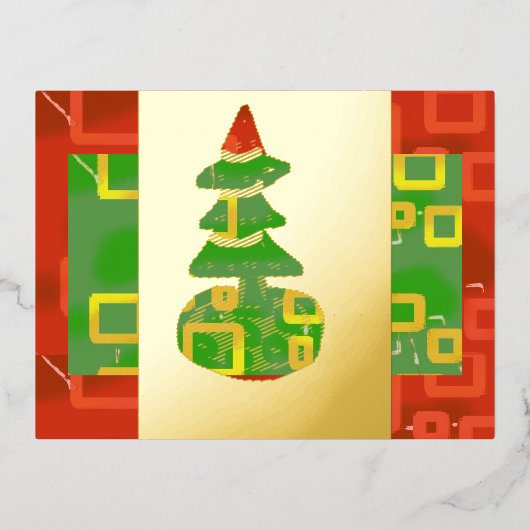 グリーン クリスマスツリー ホイルカード 箔シーズンポストカード (正面)