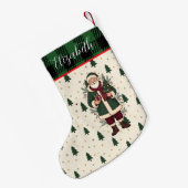 グリーン クリスマス サンタ 名前入り ストッキング (裏面 (吊り時))