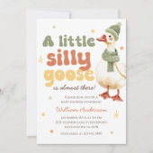 グリーン・クリスマス・シリー・グース・ベイビー・シャワー 招待状 (正面)