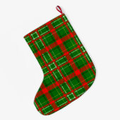 グリーン クリスマス タータン チェック柄デザイン ラージクリスマスストッキング (裏面 (吊り時))
