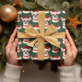 グリーン クリスマス チワワ 犬の休日 ブリード ラッピングペーパー