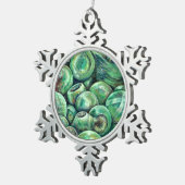 グリーン·クリスマス·ボール スノーフレークピューターオーナメント (右)