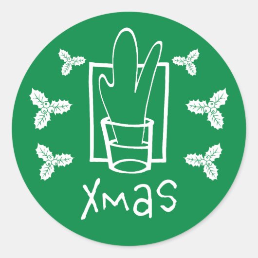 グリーン クリスマス ラウンドシール (正面)