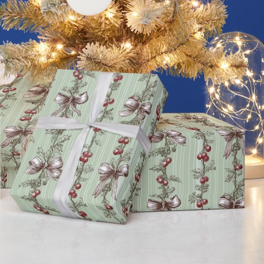 グリーン クリスマス ラッピングペーパー 飾り (クリスマス)