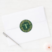 グリーン クリスマス リースの封筒用シール ラウンドシール (封筒)